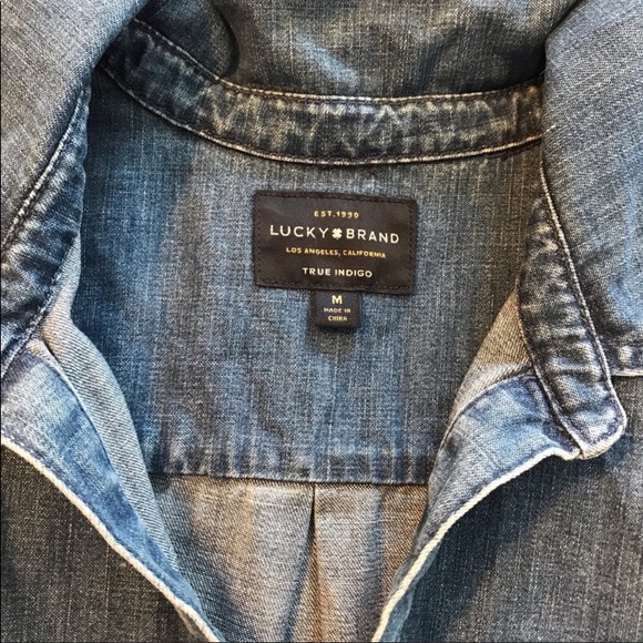 Lucky Brand Denim Long Sleeve Raw Hem V-Neck Dress - Picture 3 of 8